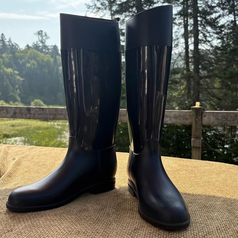 MARCCAIN Navy Blue Rain Boots - Knee-High Style Size 39 (8.5 - 9)